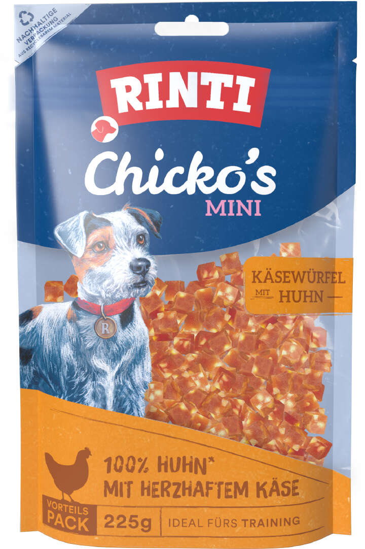 RINTI Hundeleckerlis Chickos Mini Käsewürfel Huhn